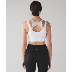 Lululemon Double Tap Bra II White Yoga Workout Size 6 / S Wicking Medium Support